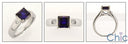 Solitaire 1 Carat Princess Sapphire Tiffany Style Cubic Zirconia Ring 14k White Gold