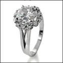 Platinum Engagement ring Cubic Zirconia 2 Ct Round Halo Style Ring