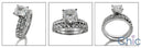 Matching Set 1.5 Cushion Center Share Prong Round Wedding Cubic Zirconia Cz Ring