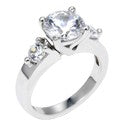 Engagement Custom Made 2 Ct Round Center 3 Stone Cubic Zirconia Cz Ring