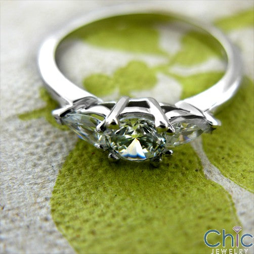 3 Stone Round Pear 1 Ct Cubic Zirconia Cz Ring