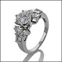 Engagement Round Baguette Combination Cubic Zirconia Cz Ring