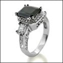 Engagement 3 Ct Black Emerald Cubic Zirconia Cz Ring