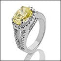 Anniversary Oval Canary 3 Ct Halo Cubic Zirconia Cz Ring