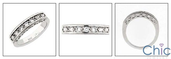 Wedding .50 TCW Round in Pave Ct Serrated Shank Cubic Zirconia CZ Band 