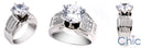 Cubic Zirconia 3 Carat Round Center 10.5mm Wide Shank Channel Set 14K W Gold Engagement Ring