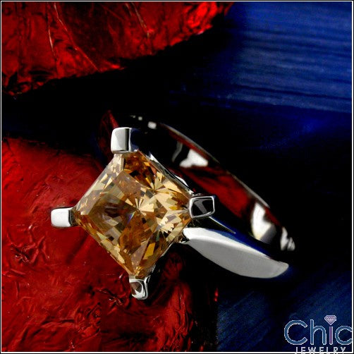 Solitaire 1 Ct Princess Peachandsingle Stone Cubic Zirconia Cz Ring