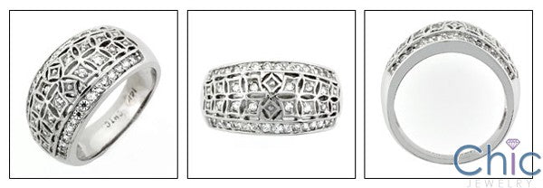 Fine Jewelry Wide Dome Channel Ct Pave Cubic Zirconia Cz Ring
