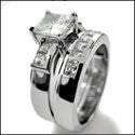 Matching Set 1 Ct Princess Channel Set Wedding Cubic Zirconia Cz Ring