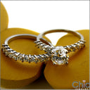 Matching Set 1 Ct Round Center Share Prongs Cubic Zirconia Cz Ring