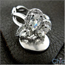 Oval and Pear Cubic Zirconia Halo Pave Anniversary 14k White Gold Cz Ring