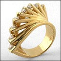 Anniversary Righ hCt yellow gold Cubic Zirconia Cz Ring