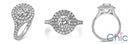 Engagement 1 Ct Round Center Tyffany Soleste Style Cubic Zirconia Halo Pave 14K White Gold Ring