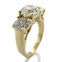 3 Stone Ring 2 Ct Round Center 1 Ct Round each Side Cubic Zirconia White / Yellow Gold Ring