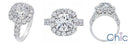 3.5 Cushion Cut Center Halo Cubic Zirconia 14K White Gold Engagement Ring