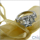 Engagement 3 Emerald Baguettes Cubic Zirconia Cz Ring