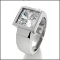Solitaire 1.5 Princess Full Bezel Set Engagement Cubic Zirconia Cz Ring