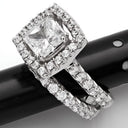 Matching Set 1.5 Princess Center Pave Fitted Wedding Cubic Zirconia Cz Ring
