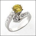 Anniversary Canary 1 Ct Round Twisted Shank Cubic Zirconia Cz Ring