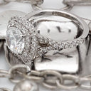 Tiffany Soleste Style 2 Carat Rounded Cushion Cubic Zirconia Ring  Halo Pave 14K W Gold