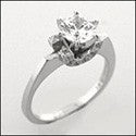 Engagement 1.25 Round TCW Narrow Shank Cubic Zirconia Cz Ring