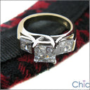 3 Stone Princess 1.t Ct Two tone Cubic Zirconia Cz Ring