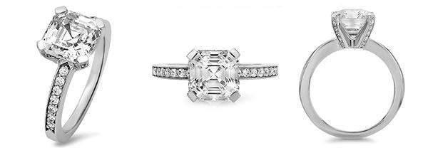 Engagement 3.5 Royal Asscher Ct Pave Prongs Cubic Zirconia Cz Ring