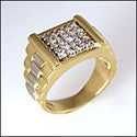 Mens Rolex Style Two tone Gold Pave Set Cubic Zirconia Band