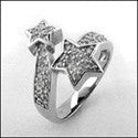 Fine Jewelry Star Shapes Pave set Right HCt Cubic Zirconia Cz Ring