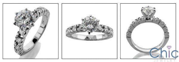 Engagement 1 Ct Round Center 6 prongs Tyffany Cubic Zirconia Cz Ring