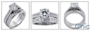 1.5 Round Center Engagement Cubic Zirconia Ring Matching Channel Set CZ Band 14K White Gold