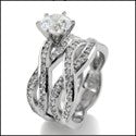 Matching Set 1 Ct Center Pave Set Cubic Zirconia Cz Ring