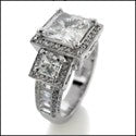 Engagement 2.5 Ct Princess Two Tone Pave Ct Channel Cubic Zirconia Cz Ring
