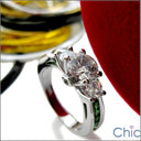 Anniversary Round 3 Stone emerald green Princess Cubic Zirconia Cz Ring
