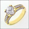 Estate 1.5 Ct Round Pave Set 14K Gold Cubic Zirconia Cz Ring