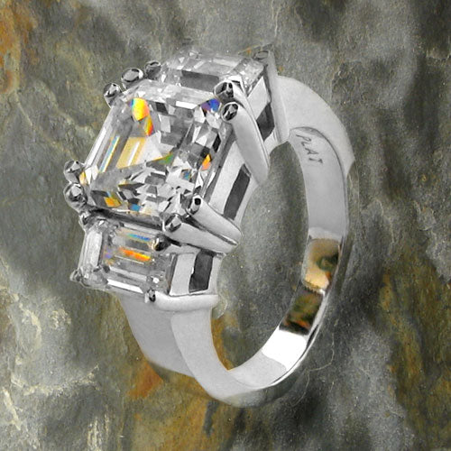 3 Stone Asscher Ct Emerald CZ Cubic Zirconia Cz Ring