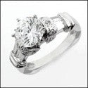Engagement Round 2 Ct . Center Pave Ct Channel Cubic Zirconia Cz Ring