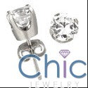 2 Ct Round Of Crown Prong Set Cubic Zirconia CZ Earrings