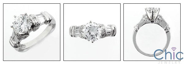 Engagement Round 2 Ct . Center Pave Ct Channel Cubic Zirconia Cz Ring