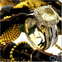 2 Ct Canary Princess Center Two Tone Gold Pave Channel Cubic Zirconia Engagement Ring