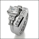 Matching Set Emerald 1 Ct Center Channel Cubic Zirconia Cz Ring