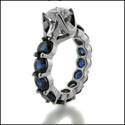 1 Ct Diamond CZ Center Sapphire Eternity Band Cubic Zirconia 14K White Gold Ring