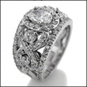 Anniversary Oval 1 Ct pave Cubic Zirconia 14K White Gold Ring
