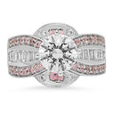 2 Carat Round Cubic Zirconia Engagement Ring Pink Heart Pave 14K White Gold
