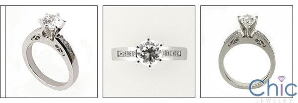 Engagement 1.5 Round Stone Ct Filigree Detail Cubic Zirconia Cz Ring