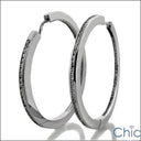 1.6 TCW Round Channel Set Hoops Cubic Zirconia CZ Earrings