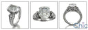 3 Ct Radiant Cushion Center Cubic Zirconia Pave Set Prongs 14K White Gold Engagement Ring