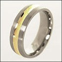 Mens Titanium Ct 14K Gold Wedding Band