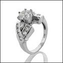 Engagement 1.75 TCW Round Center Channel Cubic Zirconia Cz Ring