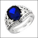 Estate 4 Ct Oval Sapphire Cubic Zirconia Cz Ring